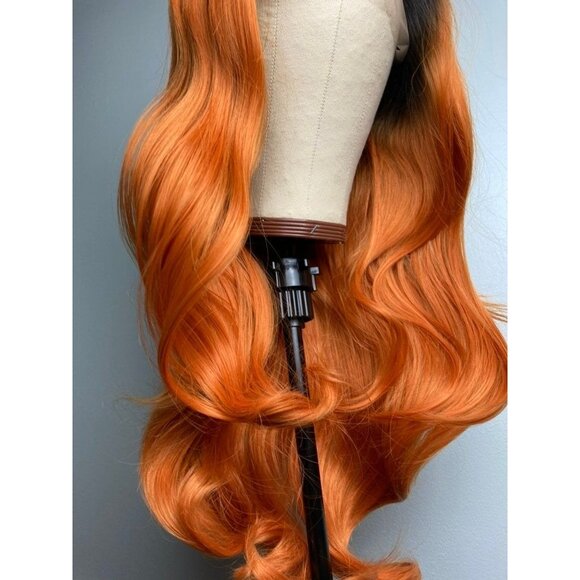 Black Rooted Cooper Orange Wig - Picture 7 of 9